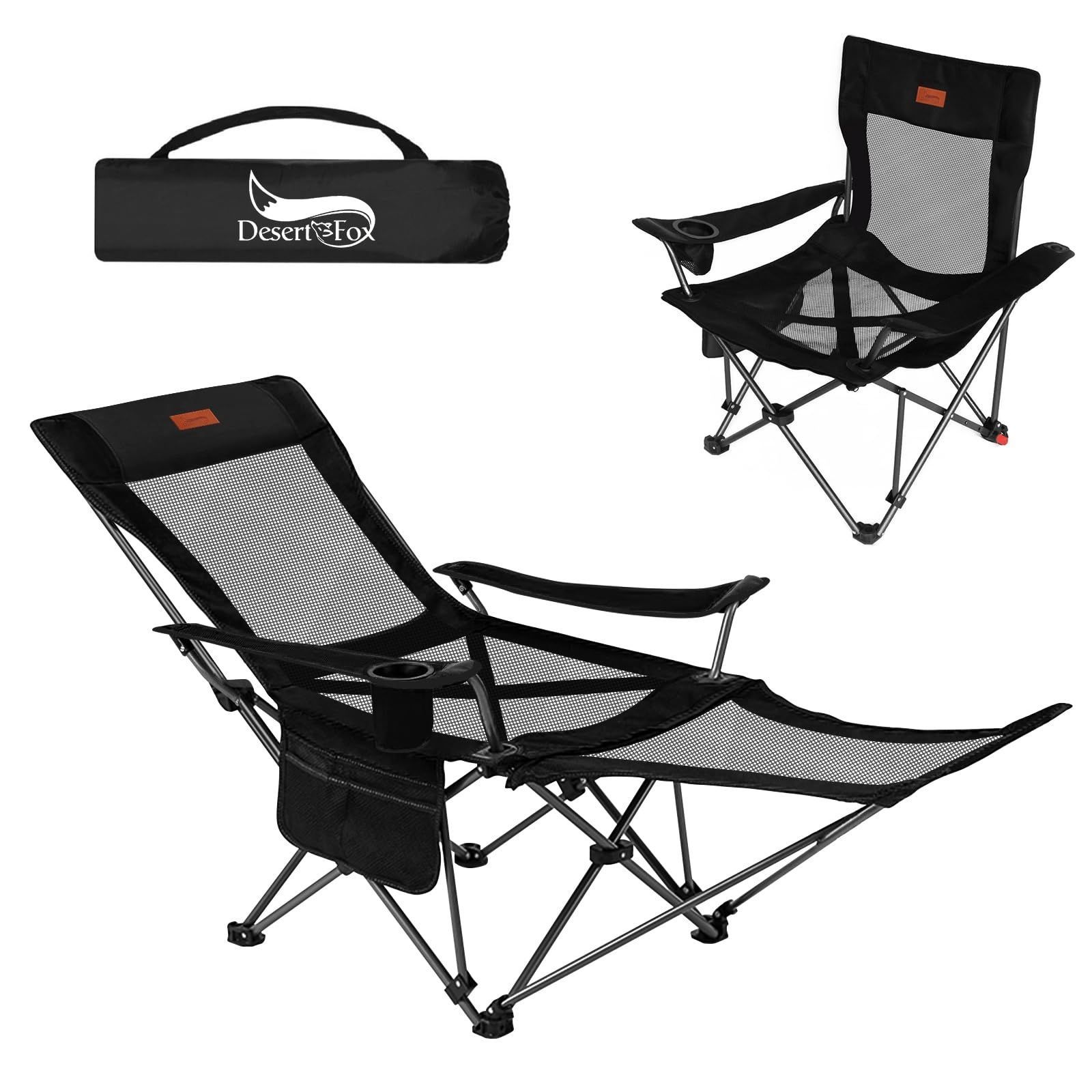 DesertFox リクライニングチェア キャンプ椅子 単品/セット 4way 仮眠 昼寝 4段階調整 四季適用 【メッシュと薄手コットを自由に切り替える】【耐荷重150kg】アウトドアチェア コンパクト 折りたたみチェア 軽量 イス