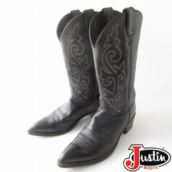 美品 Justin ジャスティン ウエスタンブーツ 28.5cm 黒 カウボーイブーツ メキシコ製 D154-32-0024ZT
