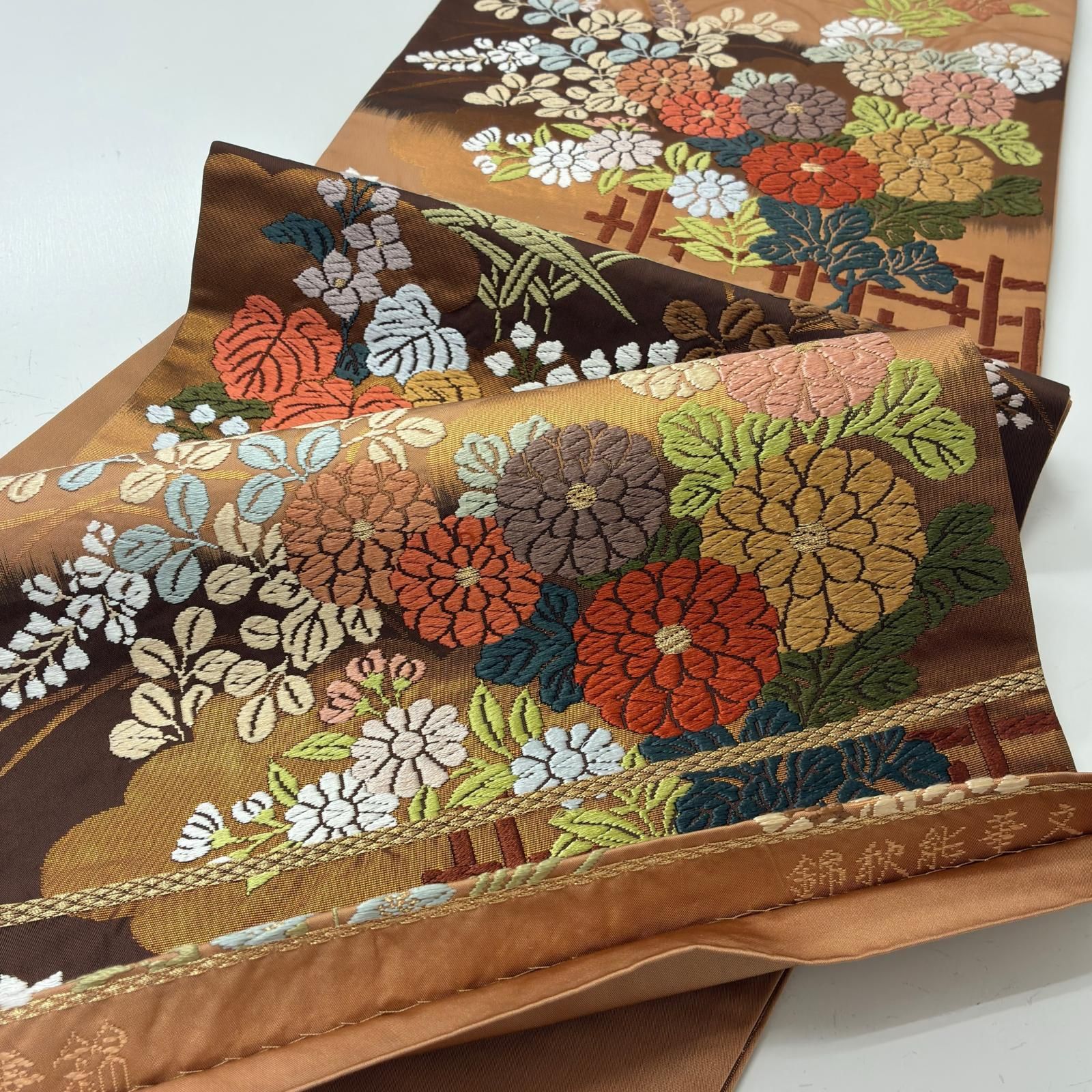 京袋帯 唐織の草花 金彩 正絹 MA-7149