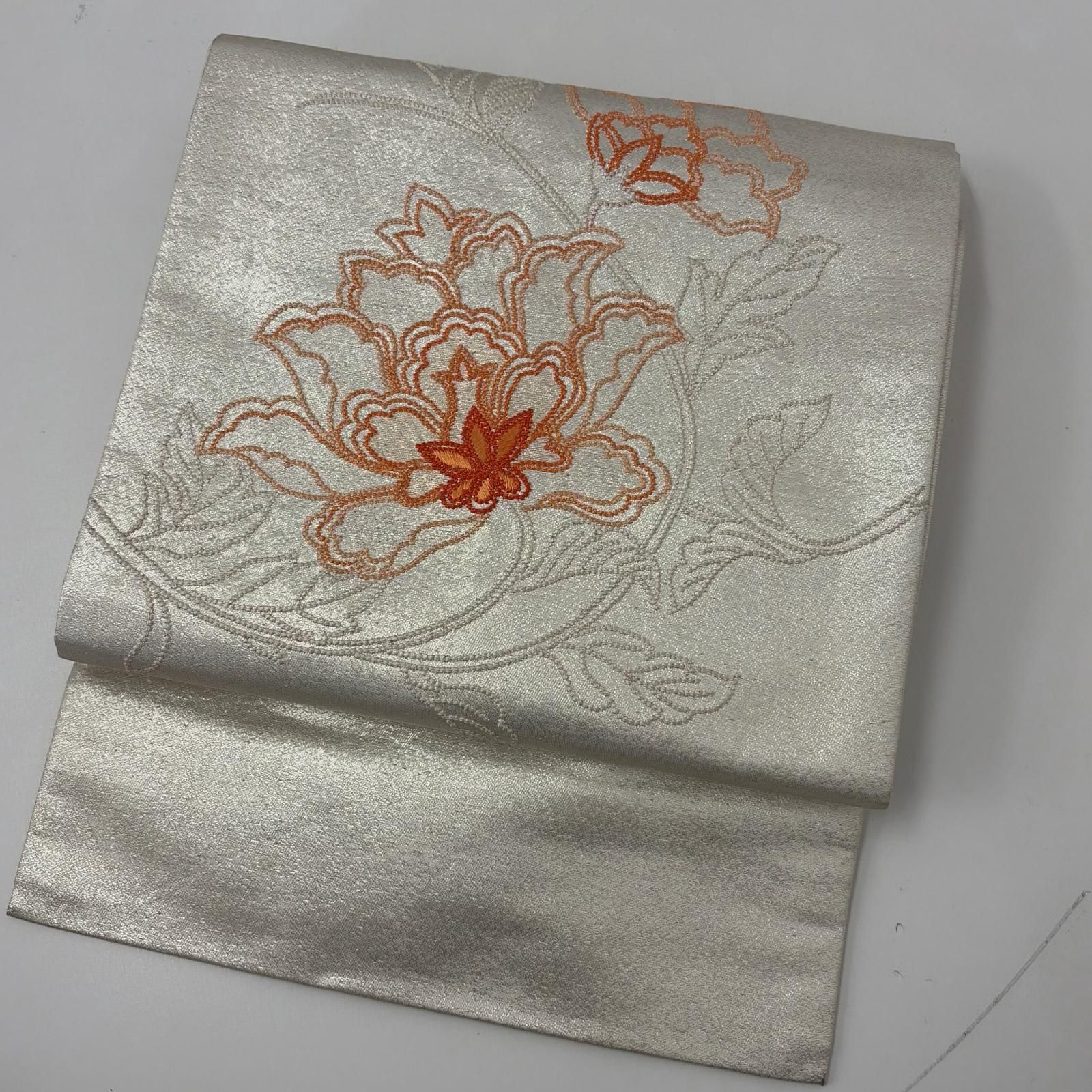 名古屋帯 相良刺繍 美しい花 九寸 正絹 MA-7168 - メルカリ