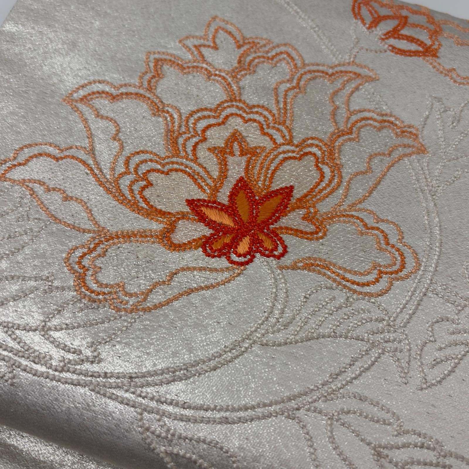 名古屋帯 相良刺繍 美しい花 九寸 正絹 MA-7168 - メルカリ