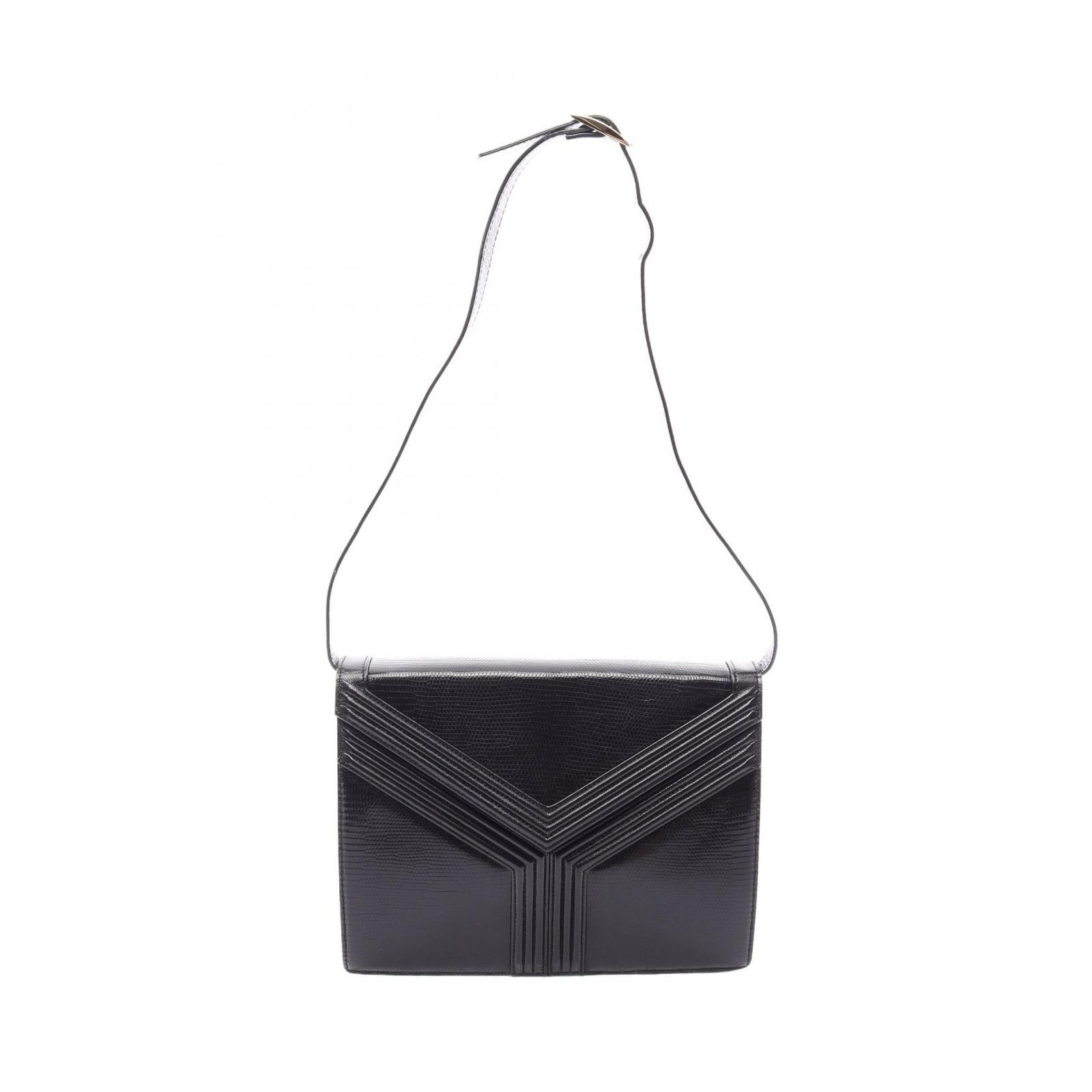 YVES SAINT LAURENT イヴ・サンローラン リザード型押し ショルダーバッグ