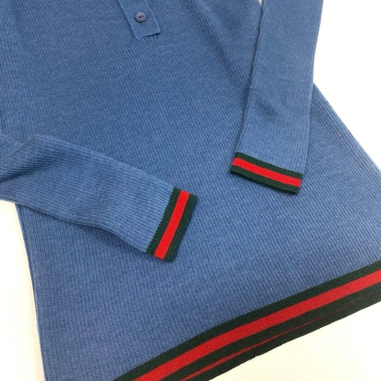 新品未使用 GUCCI グッチ 2026 シェリーライン ブルー カシミヤ/シルク