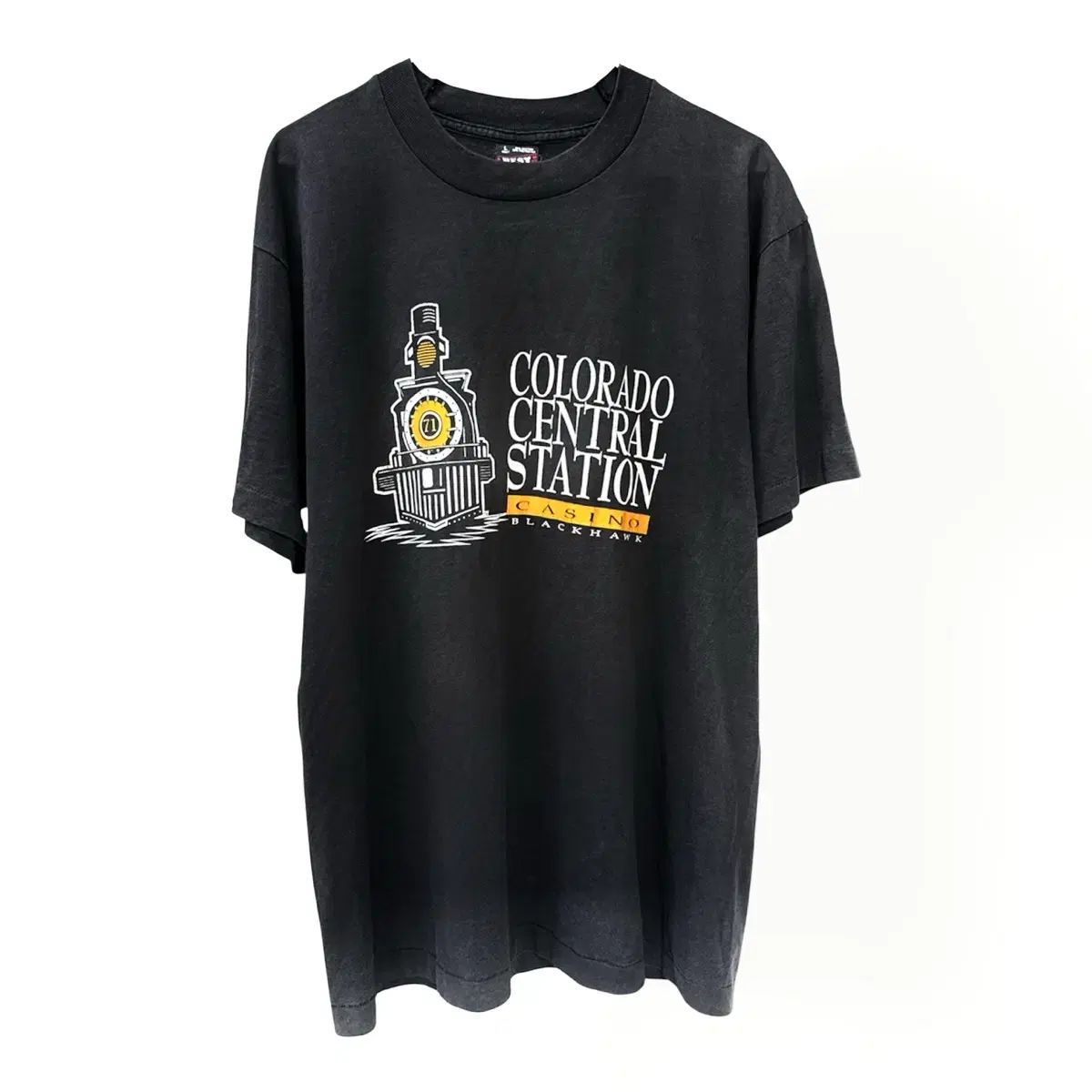 90s フルーツ OF ザ ルーム ヴィンテージ 機関車 グラフィック シングルステッチ Tシャツ