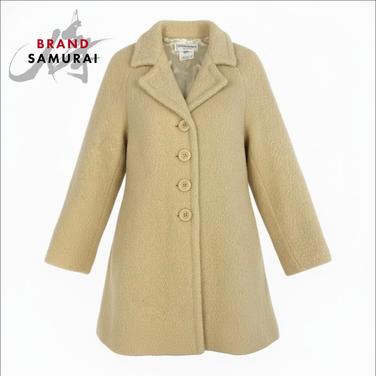 美品 YVES SAINT LAURENT イヴ サンローラン ヴィンテージ ベージュ ウール/コットン ボアコート レディース A3-00004【中古】
