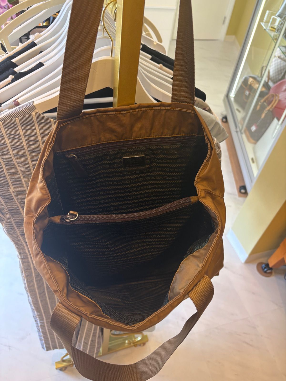PRADA プラダ】ナイロン トートバッグ キャメル ブラウン 三角ロゴ