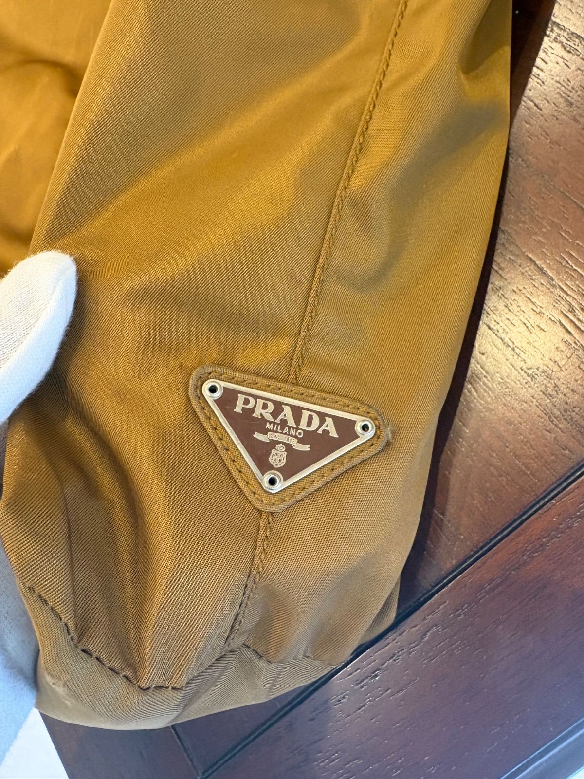 PRADA プラダ】ナイロン トートバッグ キャメル ブラウン 三角ロゴ