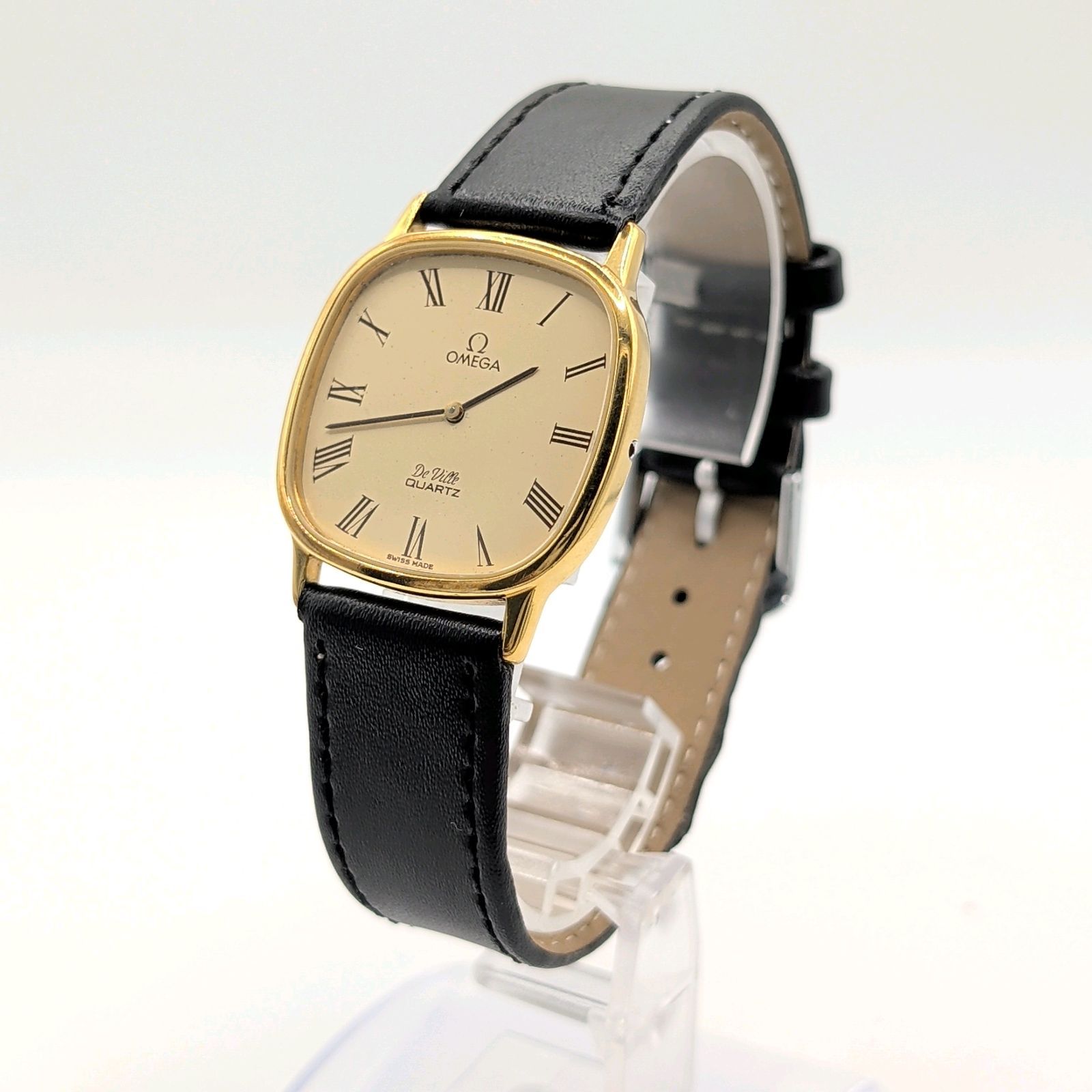 OMEGA De Ville Watch Push-Crown Quartz Ladies Square Gold Gold