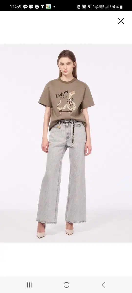 ランバン ビディング シークイン プリント ハーフ Tシャツ