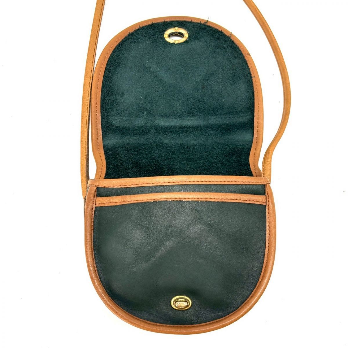 COACH Vintage Turn Lock Crossbody Bag Green Glovetanned Leather 