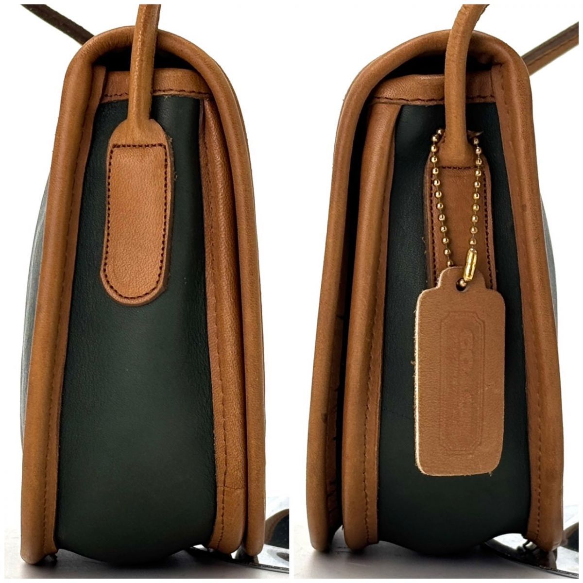 COACH Vintage Turn Lock Crossbody Bag Green Glovetanned Leather 