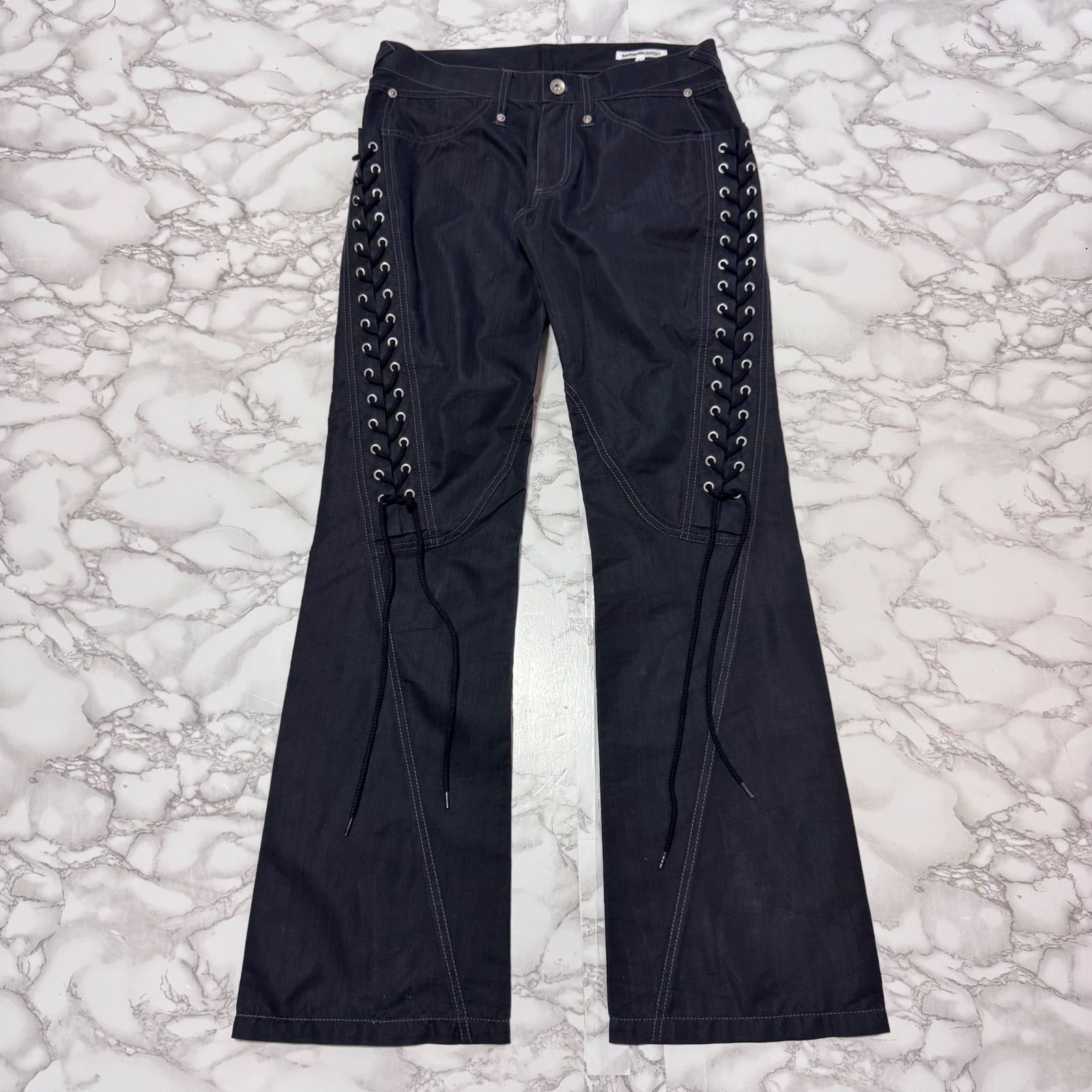 希少【semantic design セマンティックデザイン 【商品名】y2k 00's archive/lace up flair pants/レースアップ フレアパンツ/パンツ スラックス