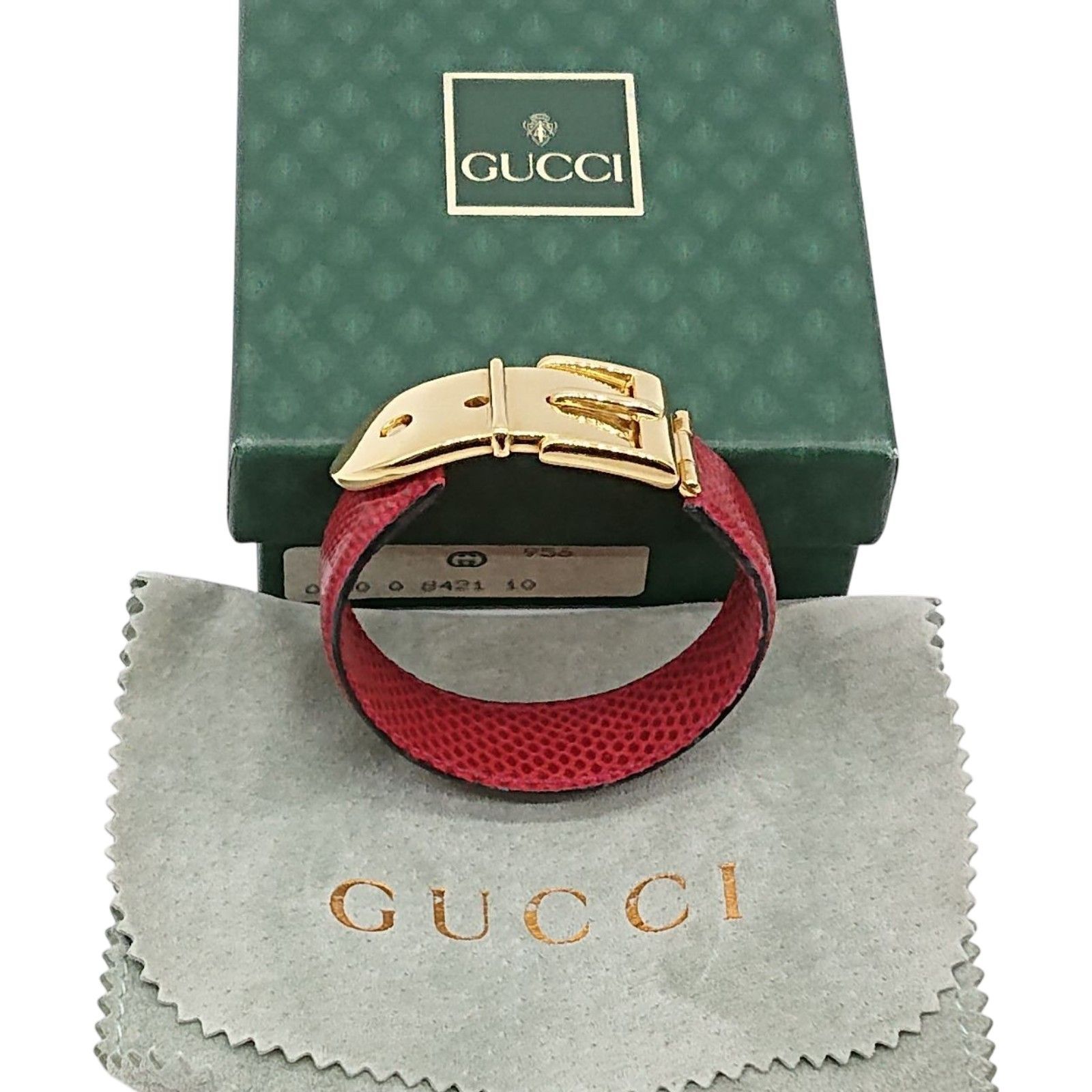 極美品】 グッチ GUCCI ブレスレット バングル レッド ゴールド