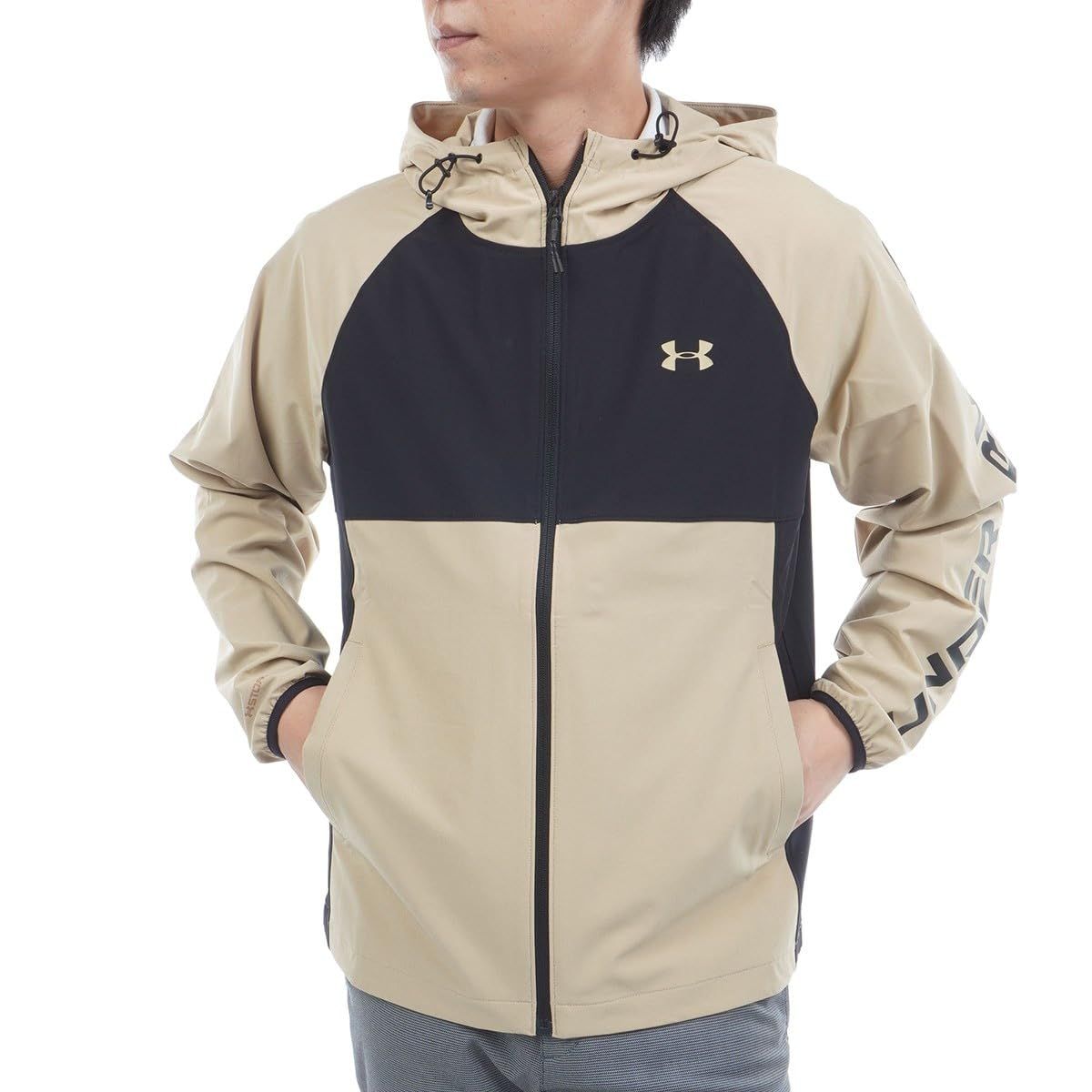 新品 [アンダーアーマー] UA DRIVE WIND FULL-ZIP JACKET 6007926(234) フィールドカーキ ブラック フィールドカーキ 3XL