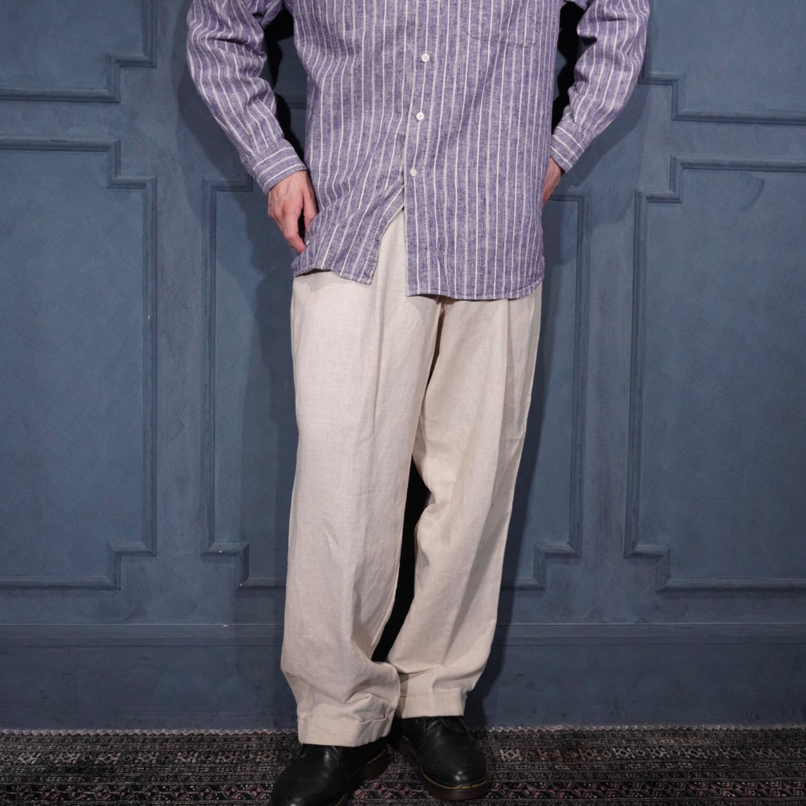 USA VINTAGE DOCKERS khakis TUCK DESIGN LINEN SLACKS PANTS/アメリカ古着ドッカーズタックデザインリネンスラックスパンツ