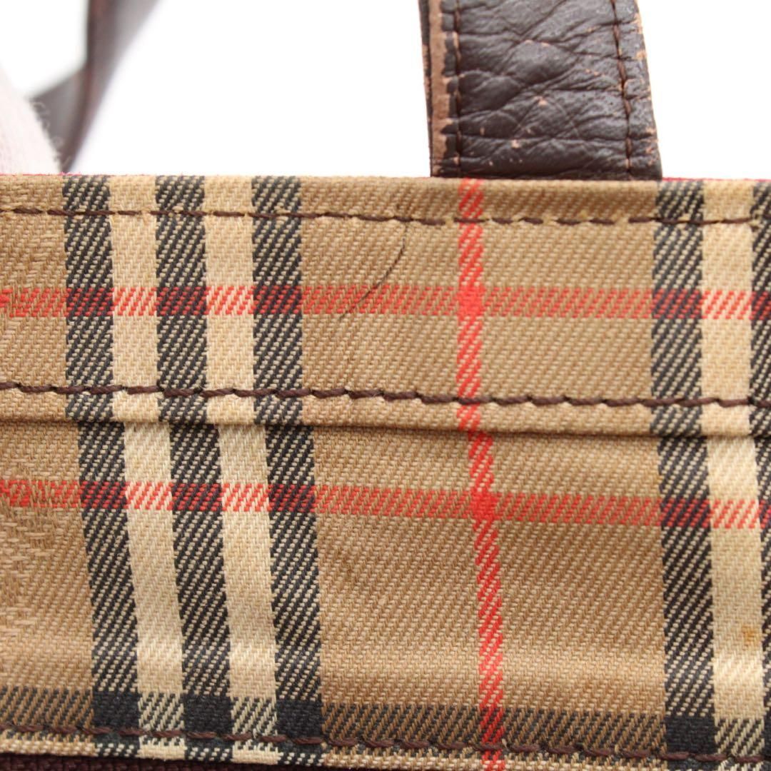 良品】Burberrys ノバチェック ハンドバッグ キャンバス レザー 赤