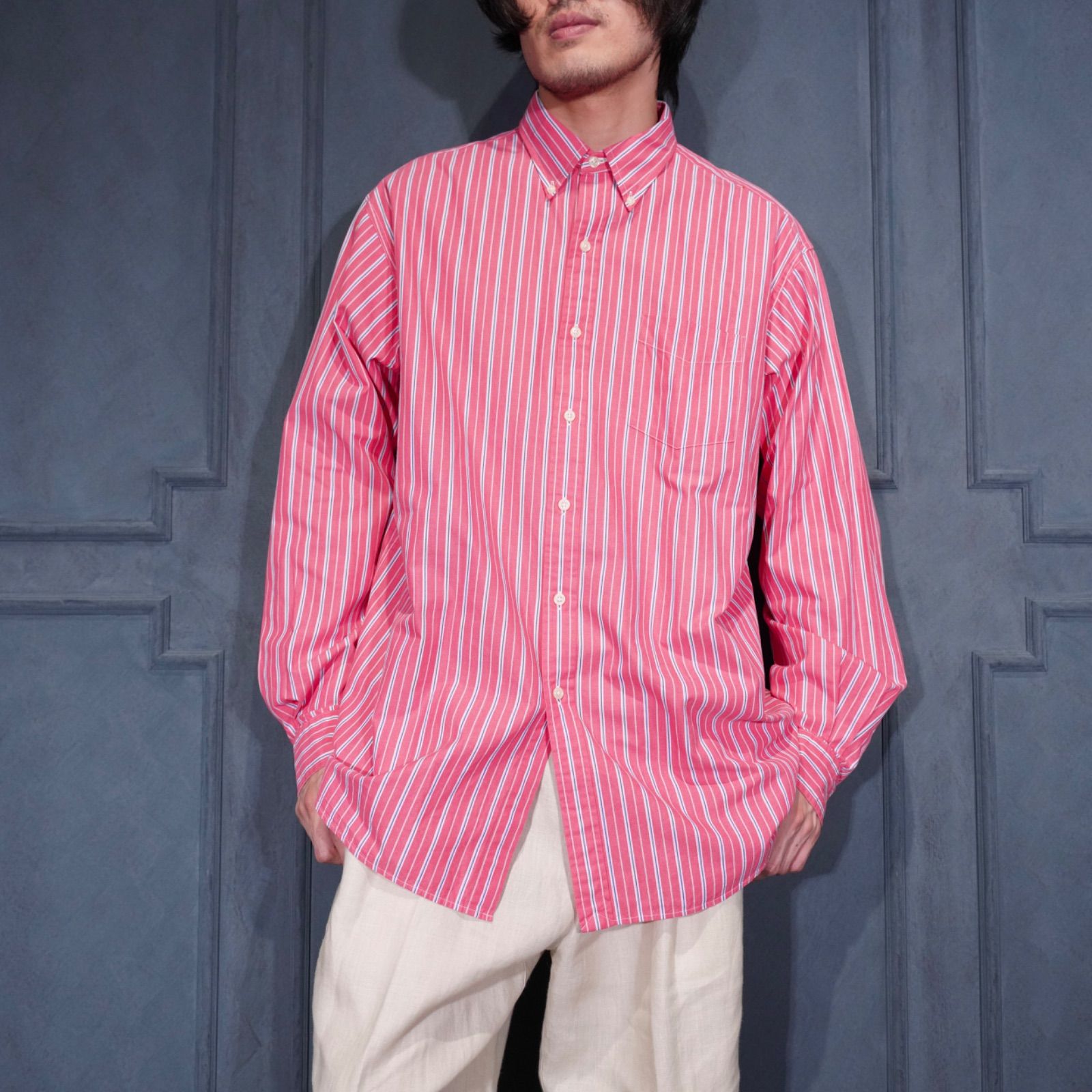 USA VINTAGE Ralph Lauren STRIPE PATTERNED BD SHIRT/アメリカ古着ラルフローレンストライプ柄ボタンダウンシャツ
