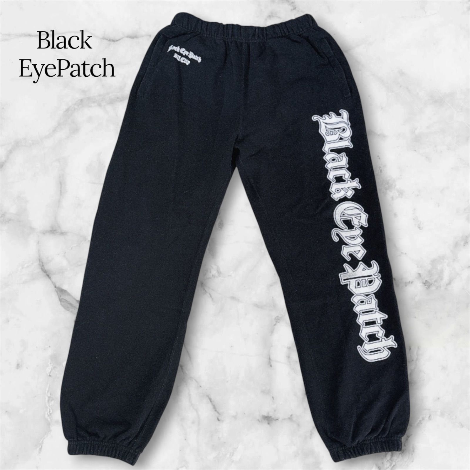 BlackEyePatch ブラックアイパッチ ALL CITY SWEAT PANTS スウェット パンツ L ブラック 黒 オールドイングリッシュ 縦ロゴ 完売品 希少 ストリート スケーター ルーズシルエット 万能 B1165