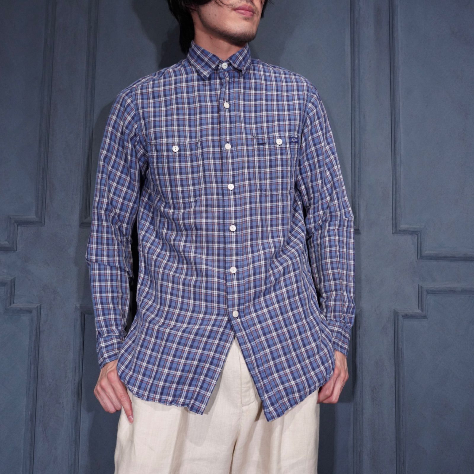 USA VINTAGE Polo by Ralph Lauren CHECK PATTERNED LINEN SHIRT/アメリカ古着ポロバイラルフローレンチェック柄リネンシャツ