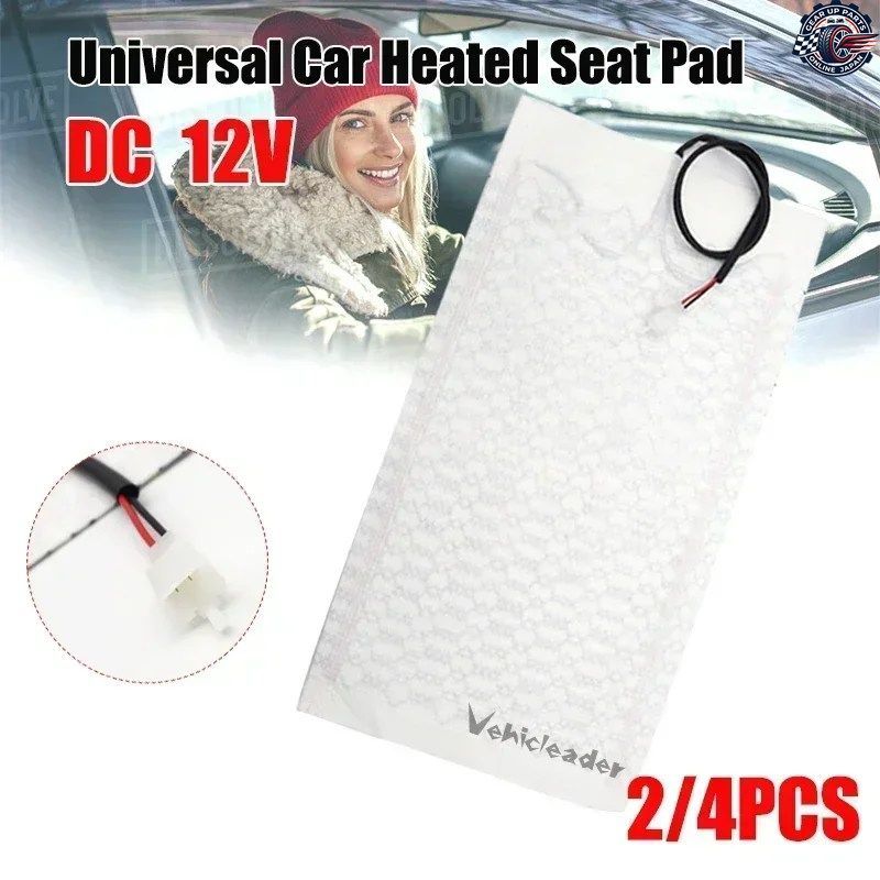 /4X12V 車用ヒーター付きシートカバーパッド カーボンファイバー製ヒーター付きカーシートヒーターパッド 冬用ヒーターマット 48cm×28cm