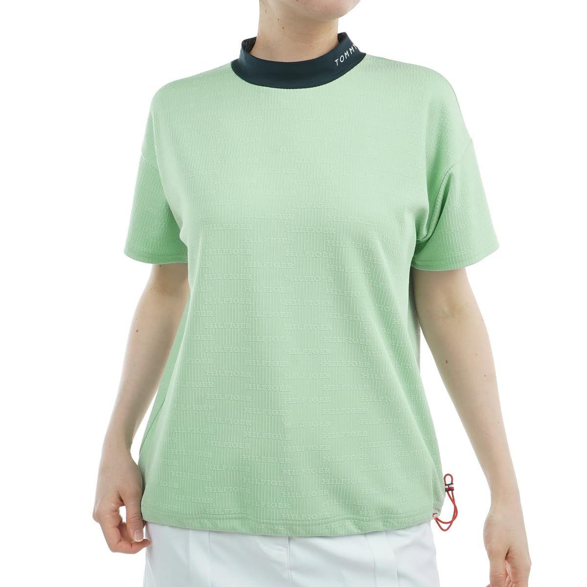 新品 [トミー ヒルフィガー ゴルフ] クラシック TOMMY HILFIGER GOLF(トミーヒルフィガー ゴルフ) ジャカードリラックス 半袖モックネックシャツ THLA529 レディース ライムグリーン