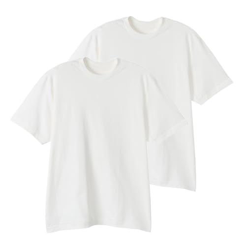 Hanes Tシャツ 2枚組 半袖 SHIRO 綿100% 丸胴仕様 タグレス仕様 ヘインズTシャツ白 クルーネックTシャツ2枚組 アンダーウェアメンズHM1-Z701メンズ/ 3d9d6e2d