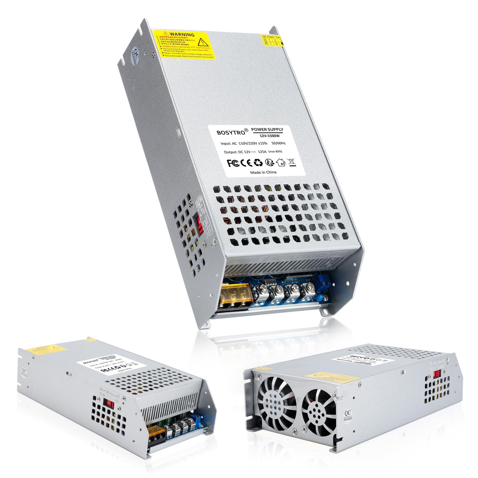 BOSYTRO 12V 125A 1500W DCスイッチング電源アダプター PSU AC 110V / 220V-DC 12V 変圧器アダプター 3Dプリンター CCTVカメラセキュリティシステム 産業用電源のコンピュータプロジェクト