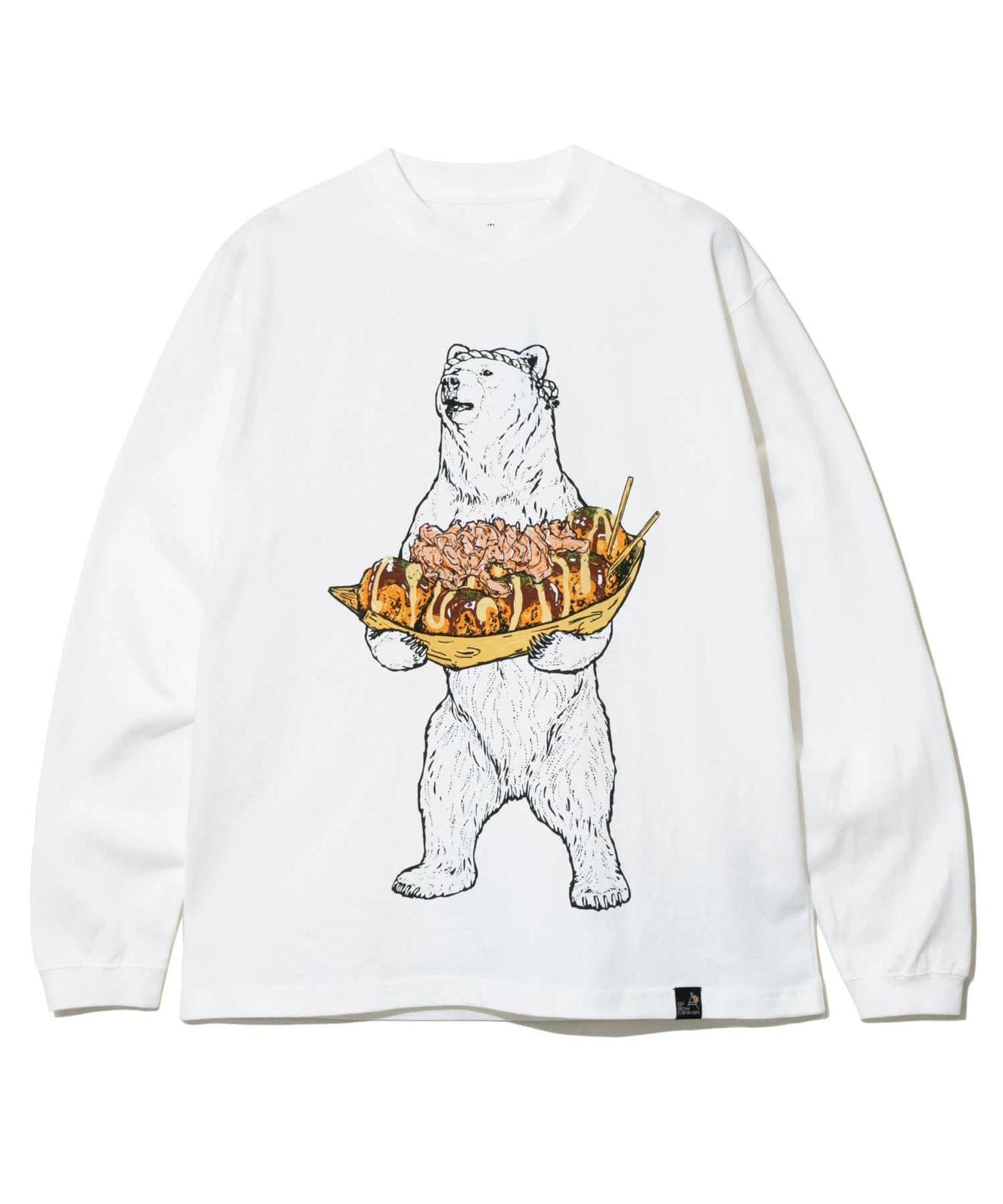 新品 [go slow caravan] USA/C タコ焼キクマ ロングスリーブTEE ホワイト L