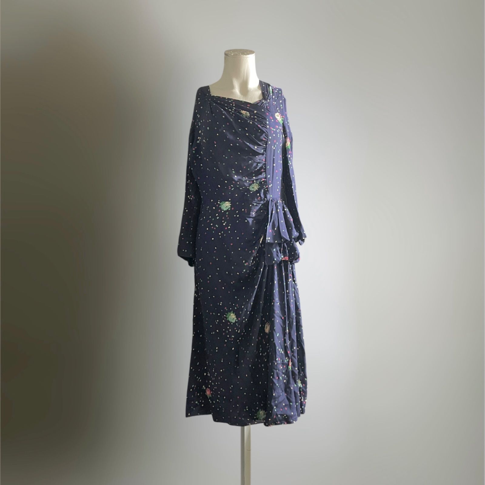 USA 50s レーヨン ロング ワンピース マキシ アメリカ ヴィンテージ Vintage 変形 I46 USA 50s レーヨン ロング ワンピース マキシ アメリカ ヴィンテージ Vintage 変形 I46