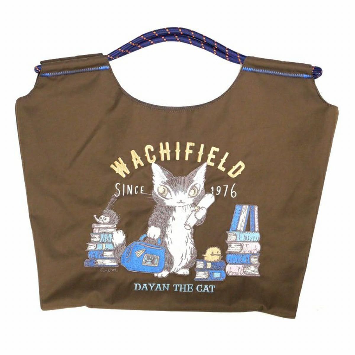 新品 [わちふぃーるど] 猫のダヤン 豪華な刺繍が入ったA4対応 柄魅せトートバッグ 刺繍トート 旅するBABY 茶