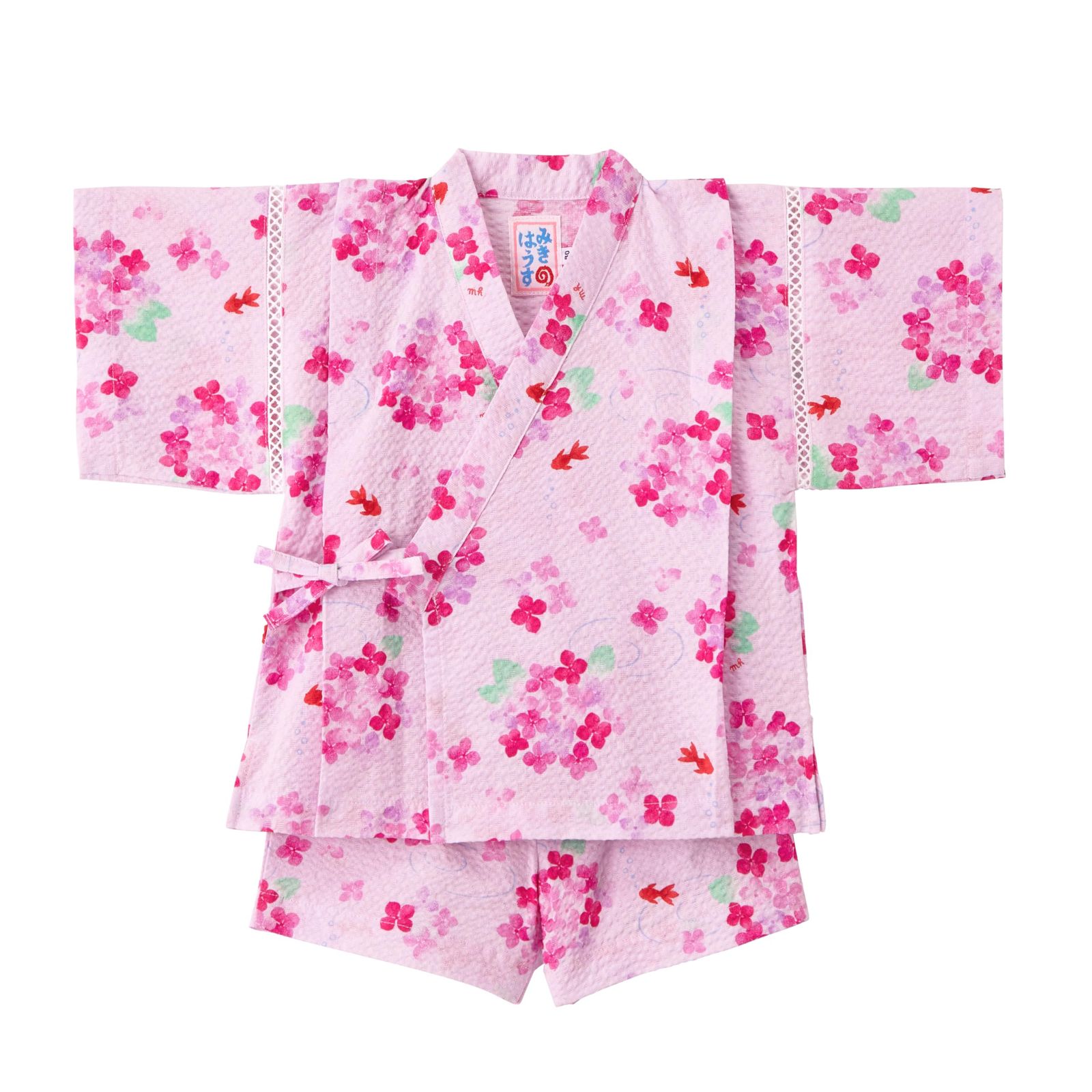 新品 [ミキハウス] 甚平スーツ 上下セット 半袖 あじさい 日本製 女の子 花火大会 夏祭り ベビー キッズ 子供服 12-7502-685 90cm パープル