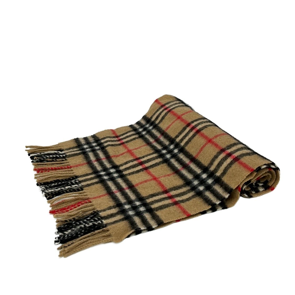 Burberry's(バーバリーズ) マフラー - ベージュ×黒×レッド チェック柄 カシミヤ
