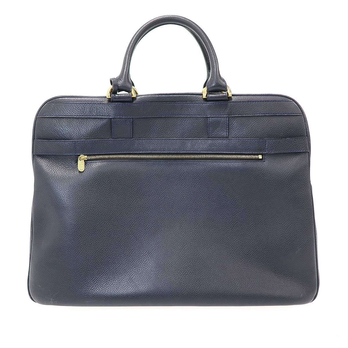 DELVAUX デルヴォー レザーショルダーブリーフケース ネイビー