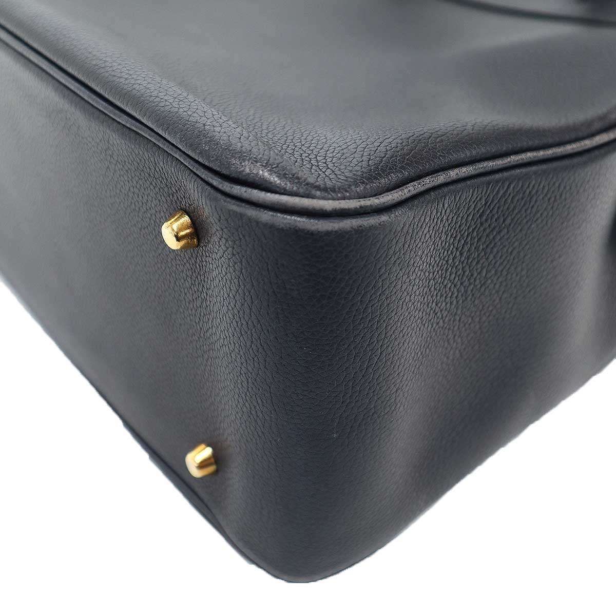 DELVAUX デルヴォー レザーショルダーブリーフケース ネイビー