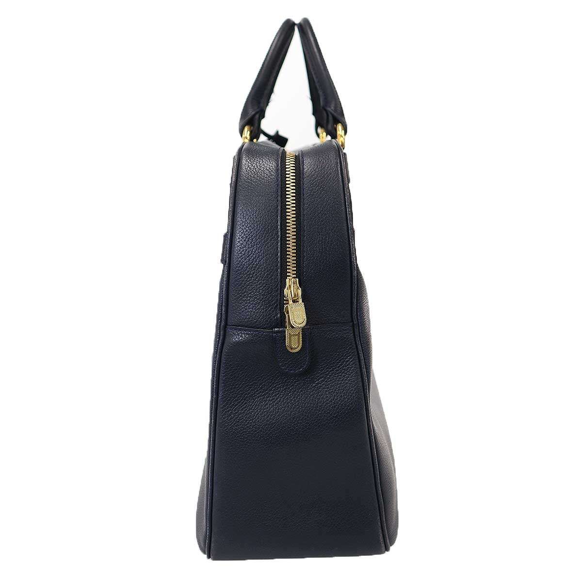 DELVAUX デルヴォー レザーショルダーブリーフケース ネイビー