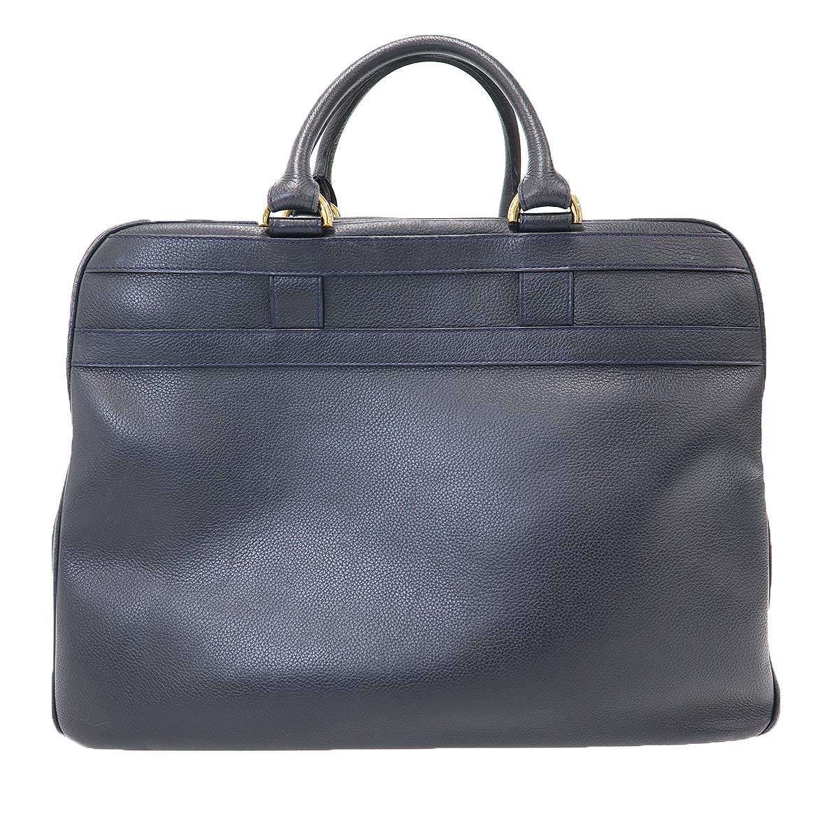 DELVAUX デルヴォー レザーショルダーブリーフケース ネイビー