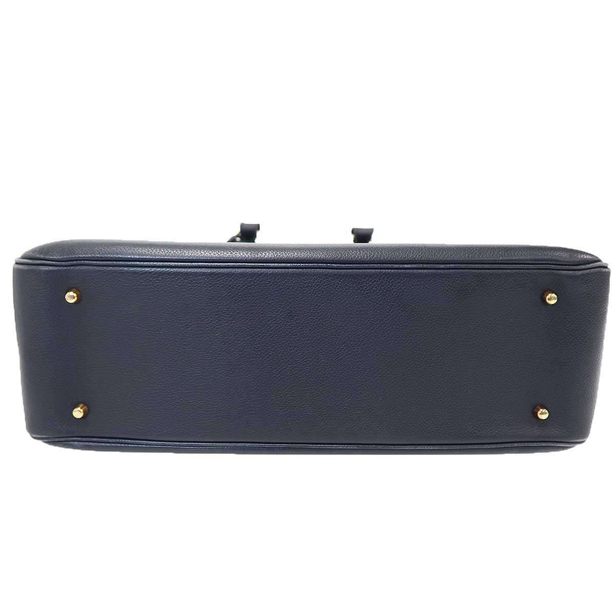 DELVAUX デルヴォー レザーショルダーブリーフケース ネイビー