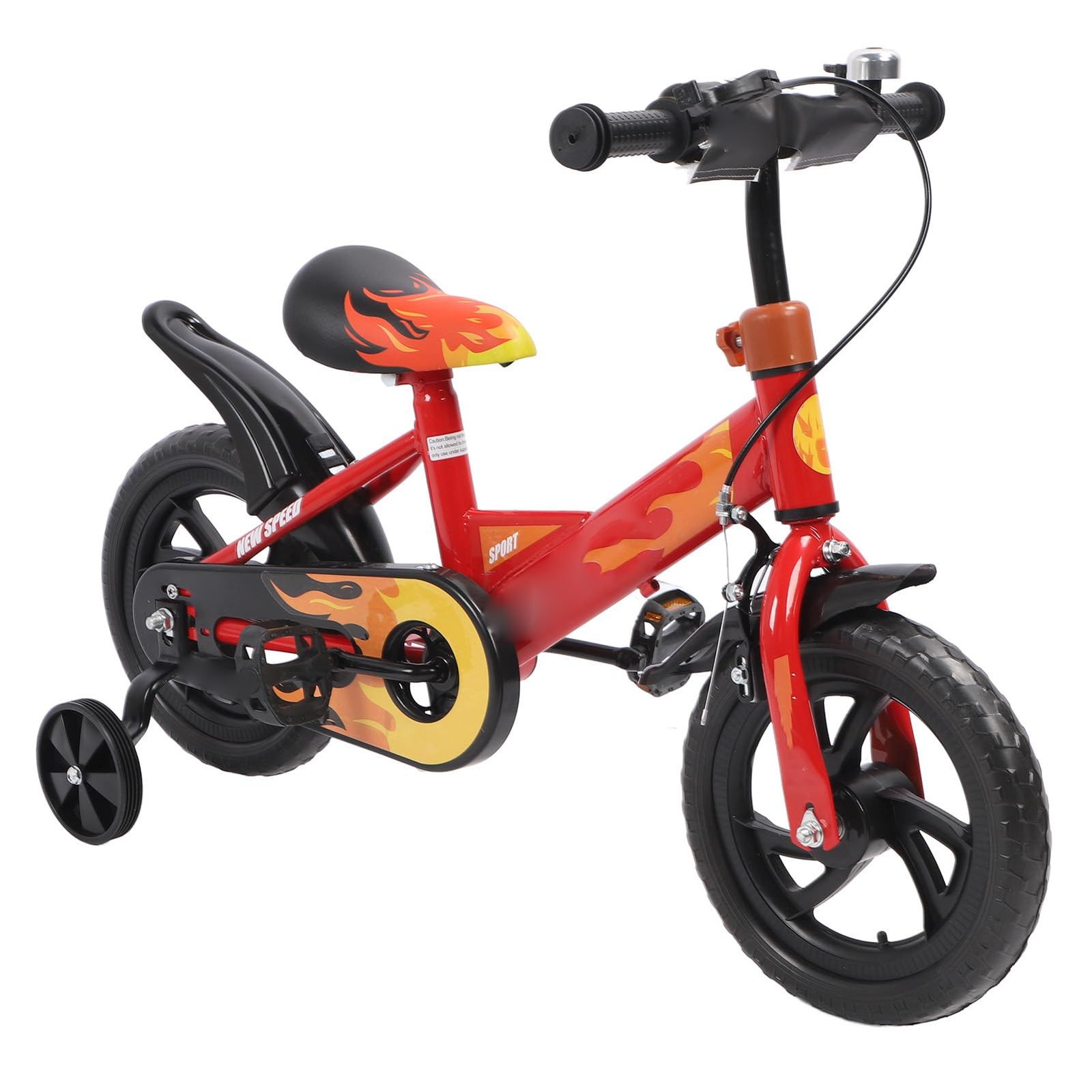 新品 子供用スポーツバイク キッズバイク 12インチフォームホイール 50kgの耐荷重 快適なハンドルバー 補助輪付き 省力化 耐衝撃 安定した構造 クッション 高炭素鋼フレーム 赤