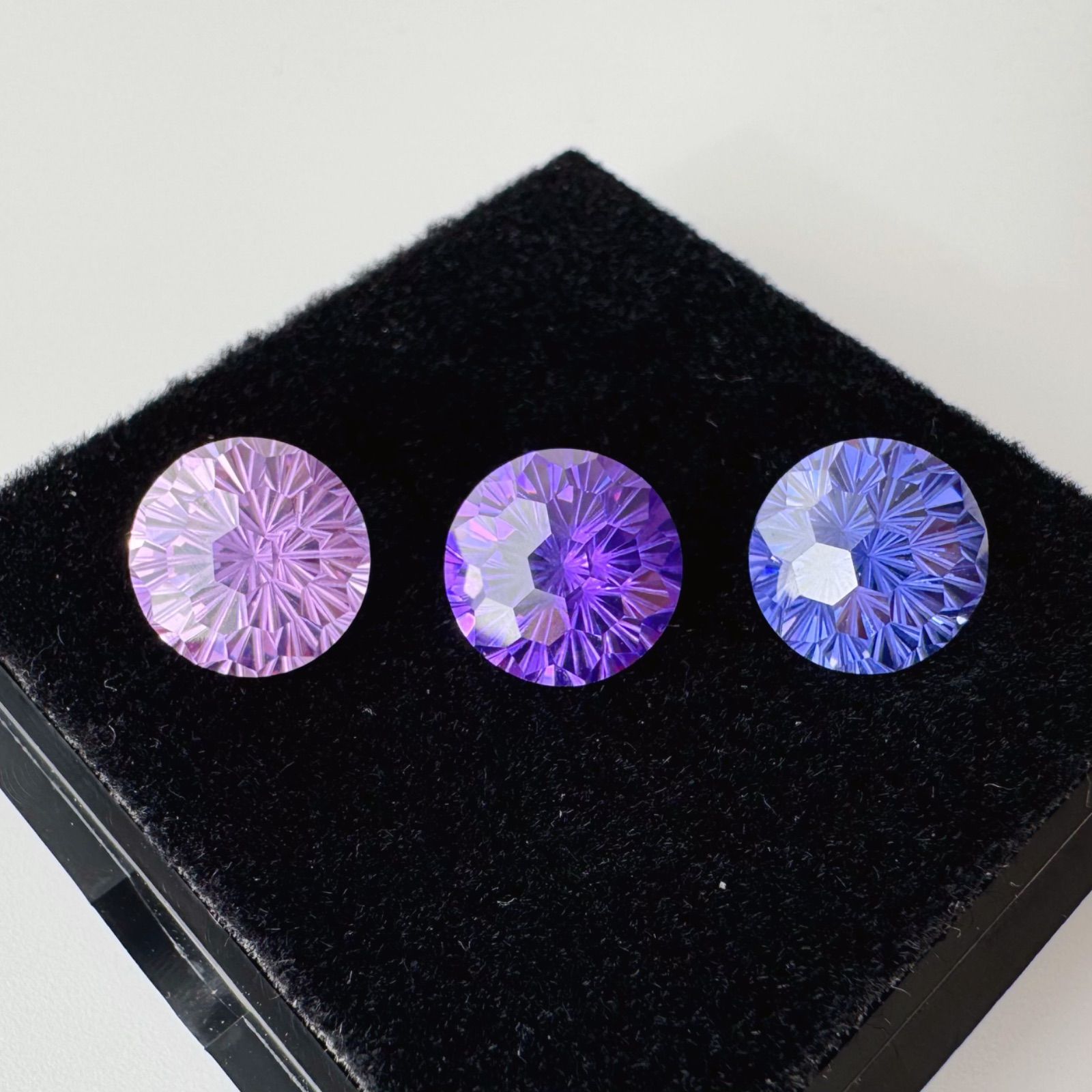 【3粒セット】花火カット ジルコニア ルース 10mm｜紫陽グラデーション｜パープル系