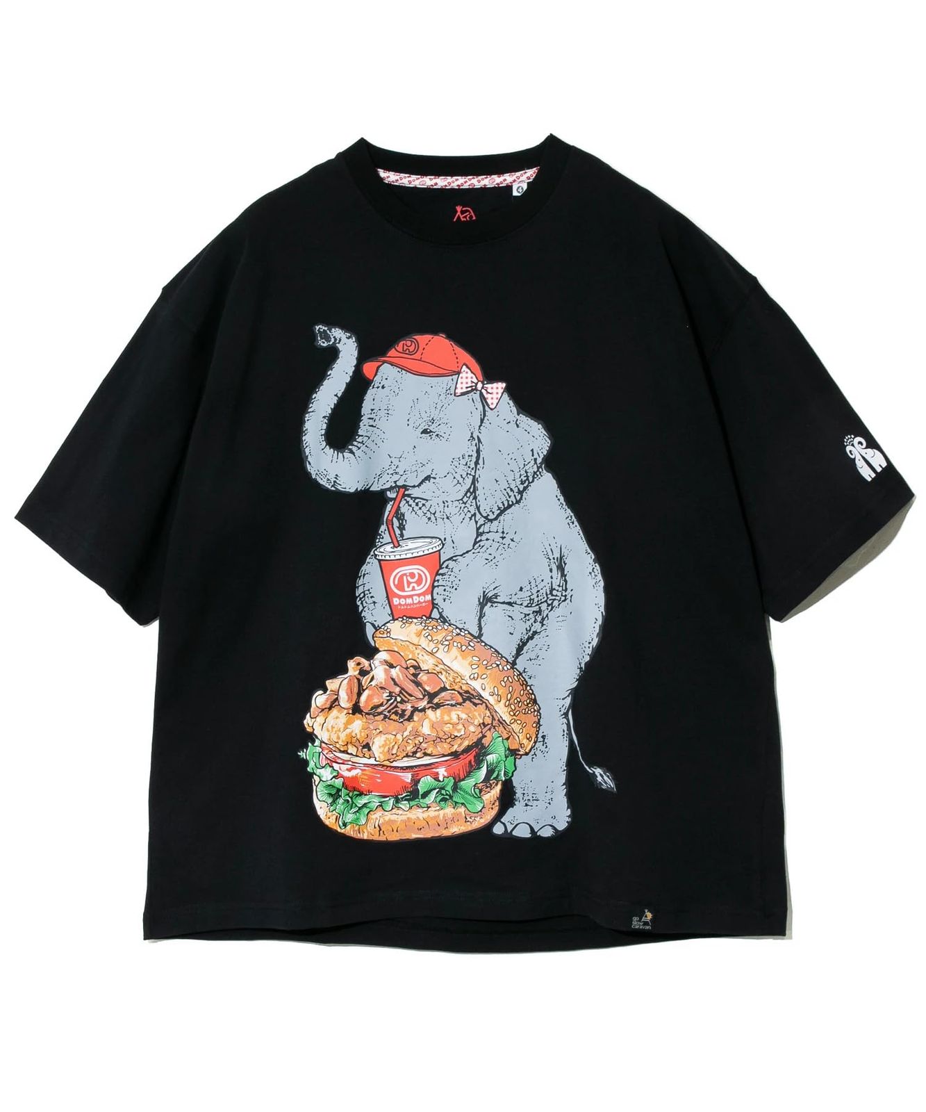 新品 [go slow caravan] 341963 DOMDOM×gsc 味噌ピーチキンバーガーゾウBIG TEE ブラック XL 6,798円