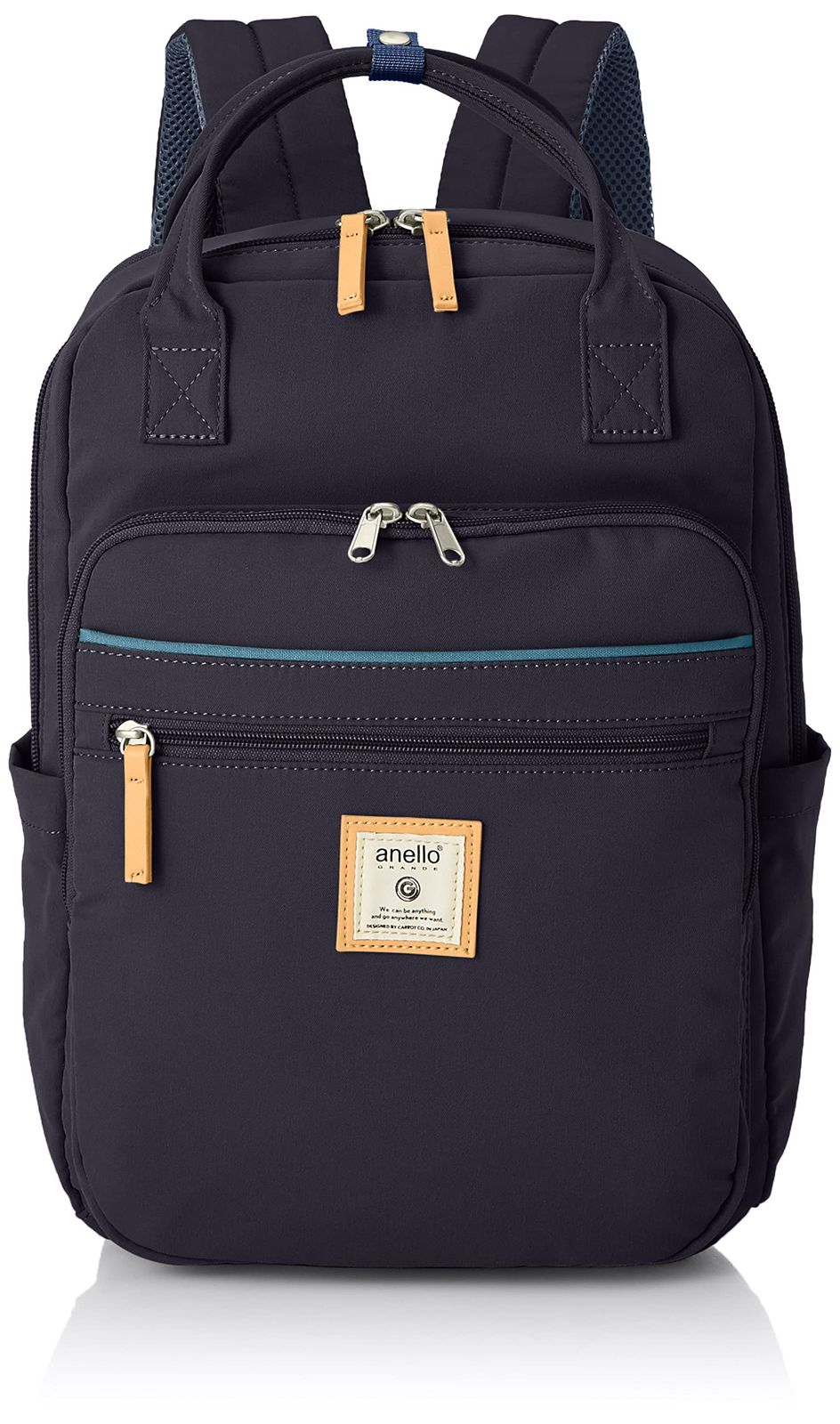 新品 [アネロ グランデ] スクエアリュック A4 PC収納 10ポケット CINNAMON GTM0331 ネイビー Free Size