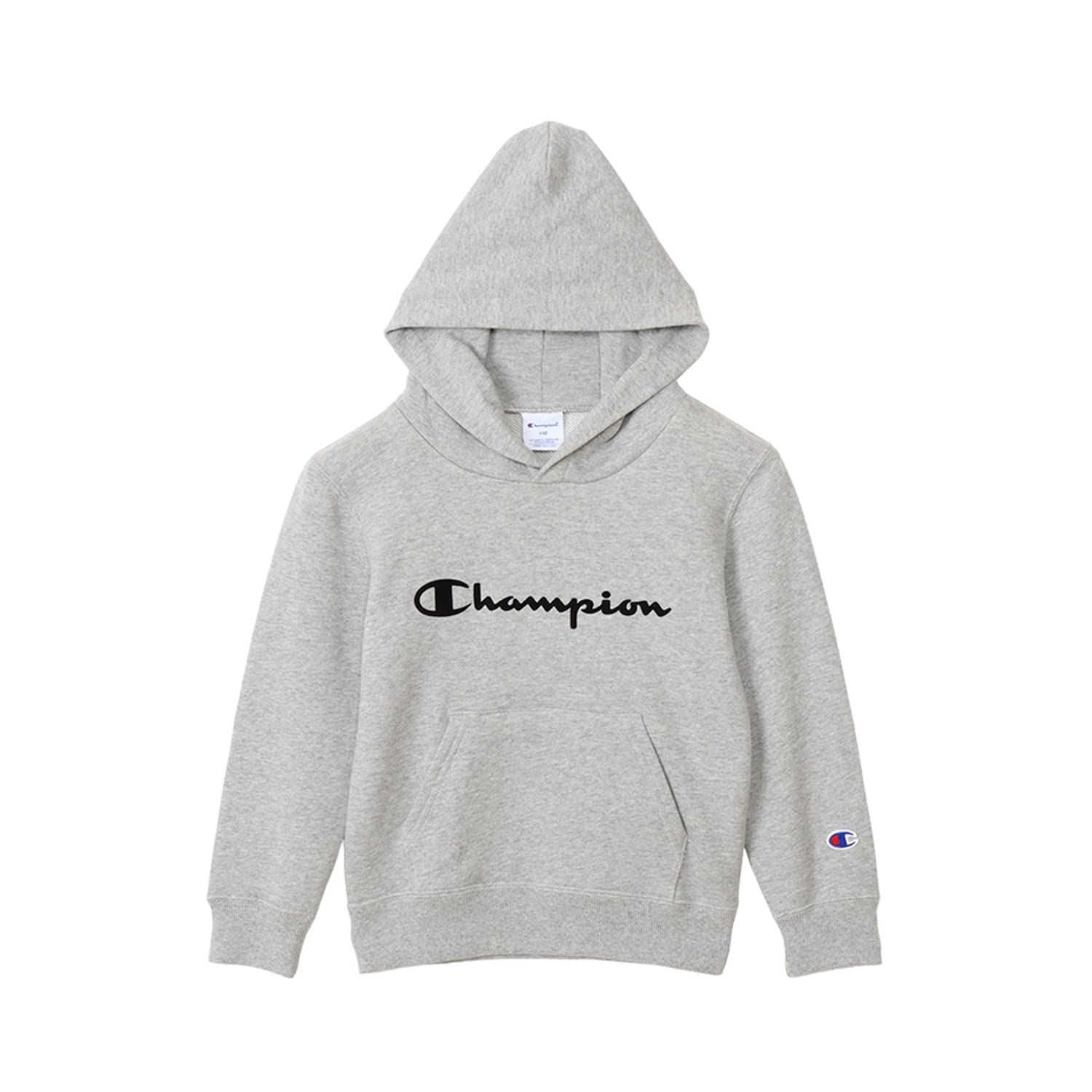 新品 [チャンピオン] パーカー キッズ 長袖 綿100% COTTON USA スクリプトロゴ フーデッドスウェットシャツ ベーシック CK-Y103 オックスフォードグレー 140