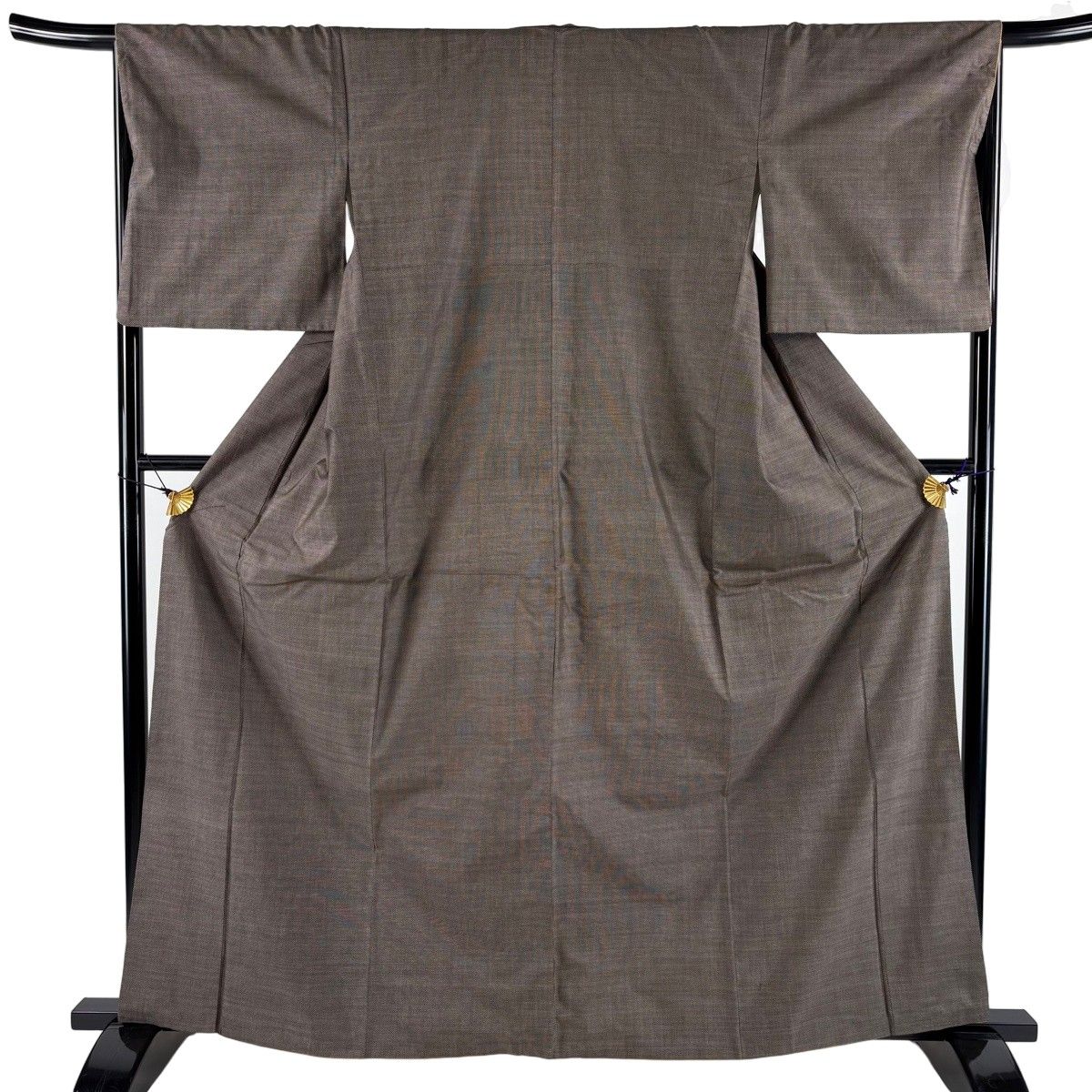 紬 身丈163.5cm 裄丈66.5cm M 袷 焦茶色 正絹 秀品 【中古】