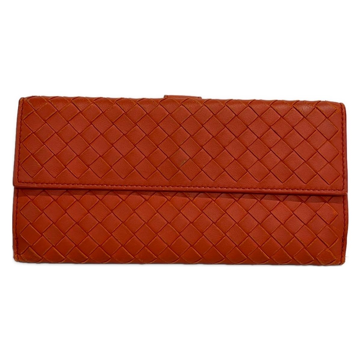 BOTTEGA VENETA(ボッテガヴェネタ) 長財布 イントレチャート オレンジ レザー