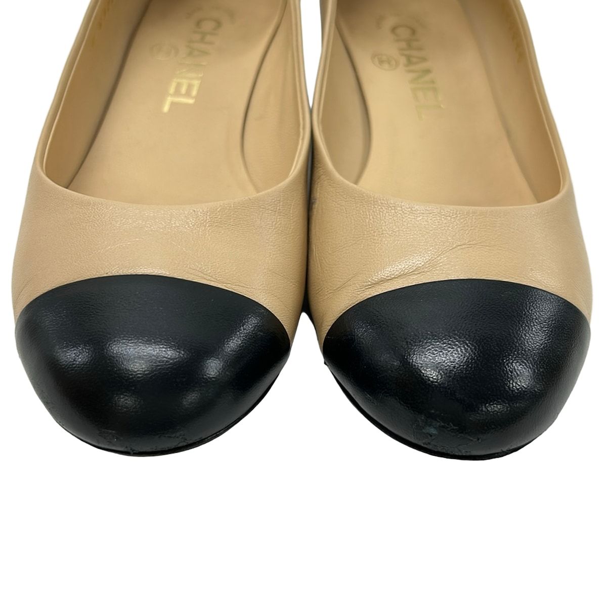 CHANEL(シャネル) パンプス 35 1/2 C レディース - ベージュ×黒 