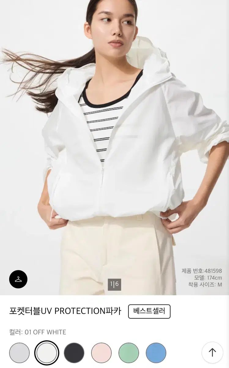 UNIQLO ユニクロ ウィンドブレーカー オフホワイト ポケットターブル UV PROTECTION パーカ