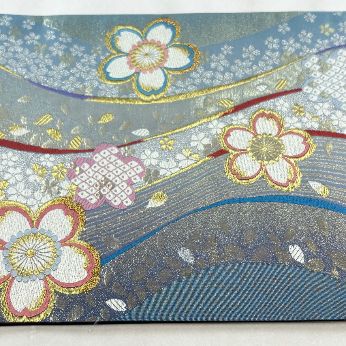 袋帯　金糸　流水　色紙散らし　流線　着物　帯　042k d 袋帯 金糸 流水 色紙散らし 流線 着物 帯 042k d 【公式通販】