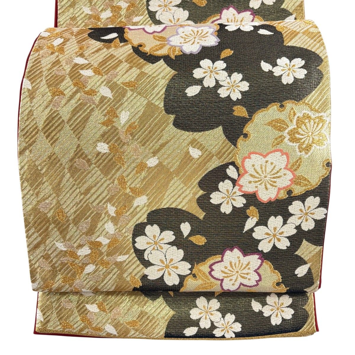 袋帯 秀品 振袖向き 桜 雪輪 金糸 箔 金色 六通 正絹 【中古】 - メルカリ