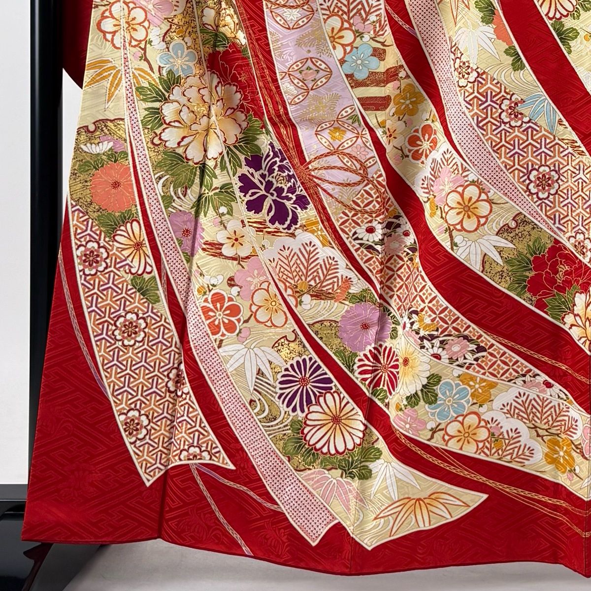 美品】 振袖 身丈163cm 裄丈66cm M 袷 袋帯フルセット 熨斗 松竹梅