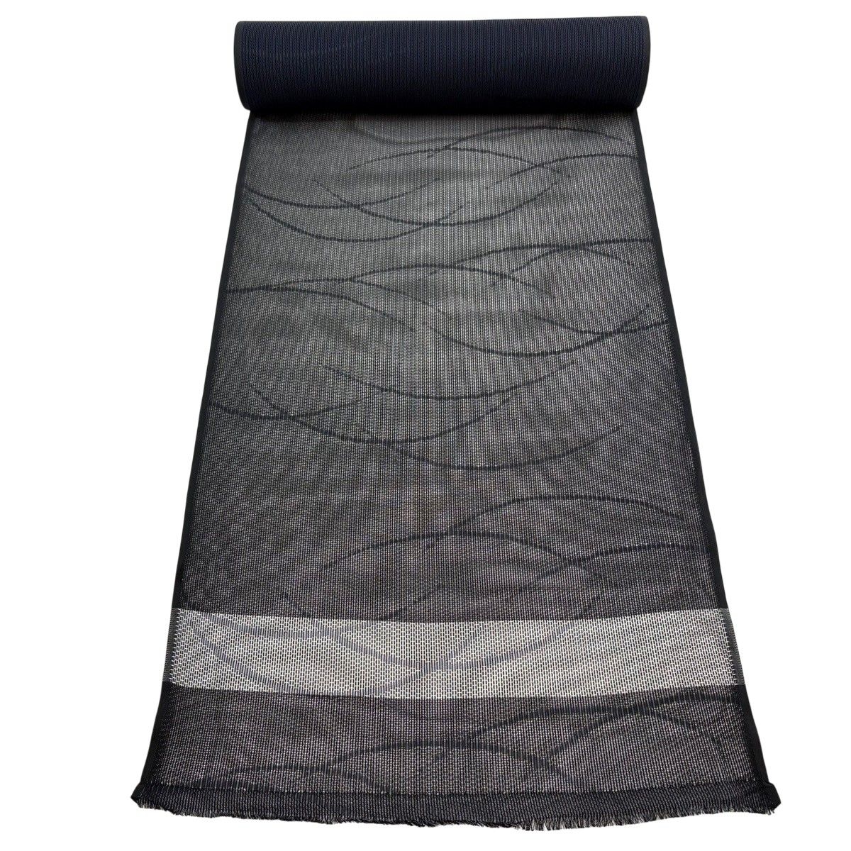 反物 秀品 小紋 夏物 芝 黒 正絹 【中古】